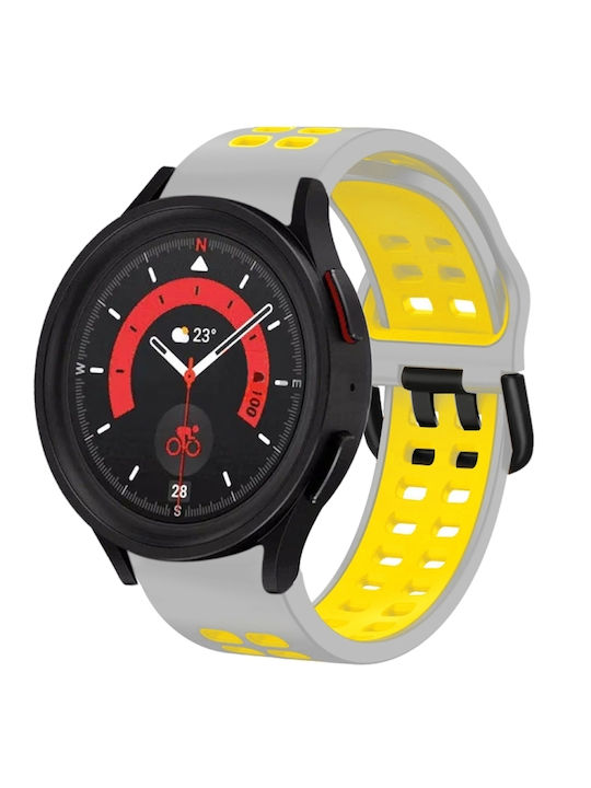 Samsung Galaxy Watch 4 Classic 42mm 20mm Breathable Two-Color Silicone Watch Strap Gray+Yellow