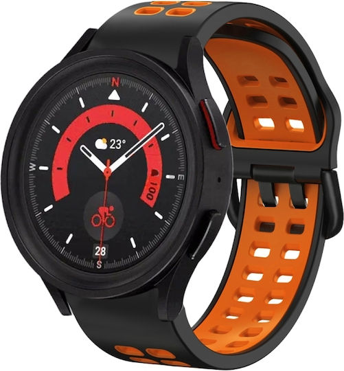 Samsung Galaxy Watch 4 Classic 42mm 20mm Atmungsaktives Zwei-Farben-Silikonarmband Grau+Gelb