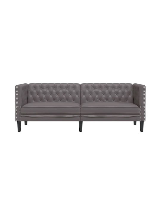 Three-Seater Couch Artificial Leather Grey 194x74.5x70.5 cm