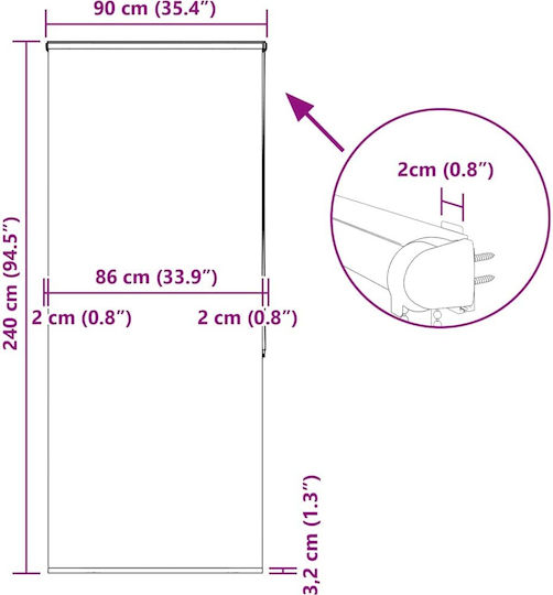 Vidaxl Κουρτίνα Μπάνιου Ρολό Κασέτα 90x240εκ Πλάτος Υφάσματος 86εκ Πολύχρωμο