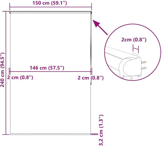 Vidaxl Κουρτίνα Μπάνιου Ρολό Κασέτα 150x240εκ Πλάτος Υφάσματος 146εκ Πολύχρωμο