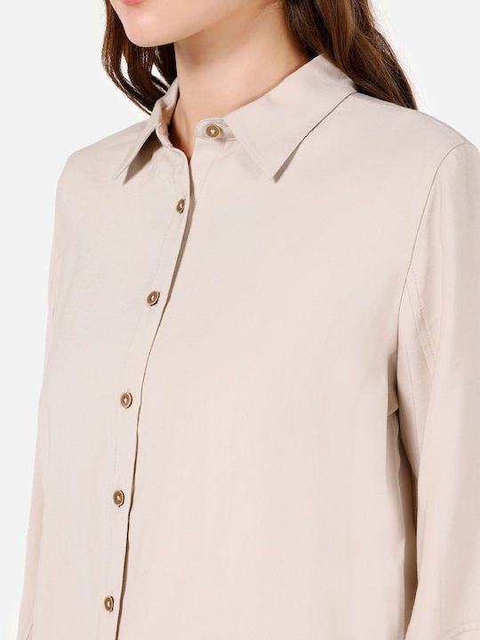 Langärmelig Damen Hemd Beige