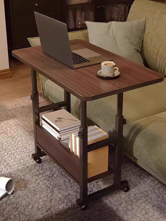 Desk Stolu I Wooden Καρυδί Απόχρωση with Metal Legs & Adjustable Height 80x40x68cm