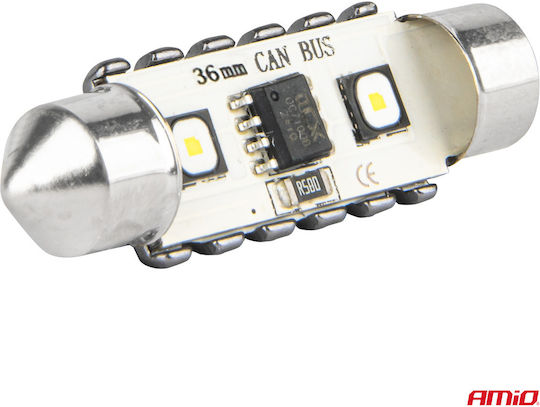 AMiO Lampen Auto C5W Canbus LED 5500K Kaltes Weiß 12-24V 2Stück