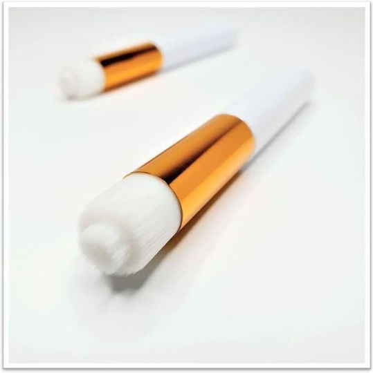 Compact Brush Cleaning Washing Eyelashes Face Nose Very Soft Bristles 10 Cm White Gold