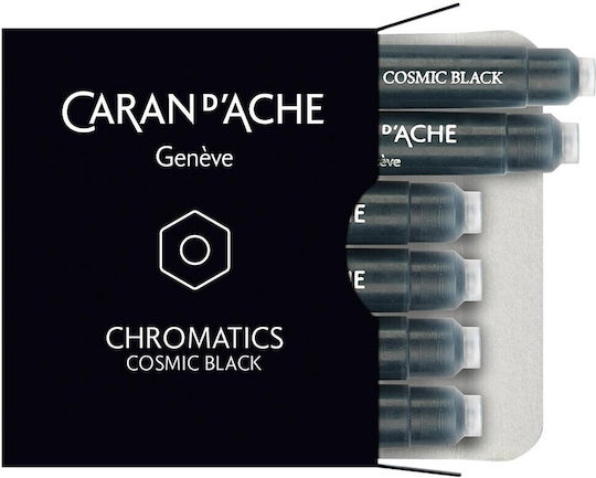 Caran D'ache 6 Ανταλλακτικά Μελάνια για Μαρκαδόρο Μαύρα