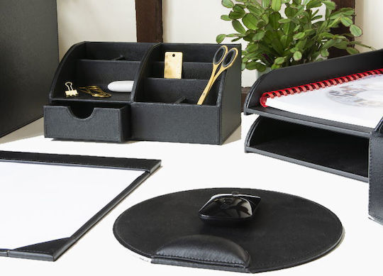 Leather Desk Organizer in Black Color 1pcs 29x15x14cm