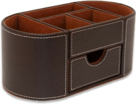Leather Office Organizer In Brown Colour 23x12.3x10cm
