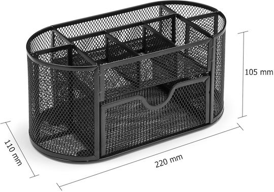 Metallic Desk Organizer in Black Color 1pcs 22x10x11cm