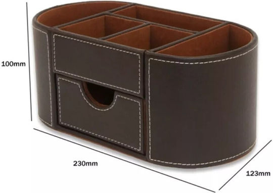 Leather Office Organizer In Brown Colour 23x12.3x10cm