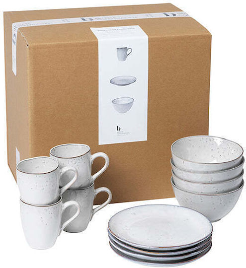Broste Copenhagen Beige Ceramic Dinnerware Set 12pcs
