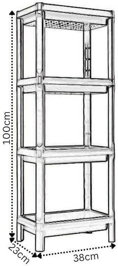 ArtPlast Επιτοίχια Ραφιέρα Μπάνιου Πλαστική 38x23x100cm Λευκή