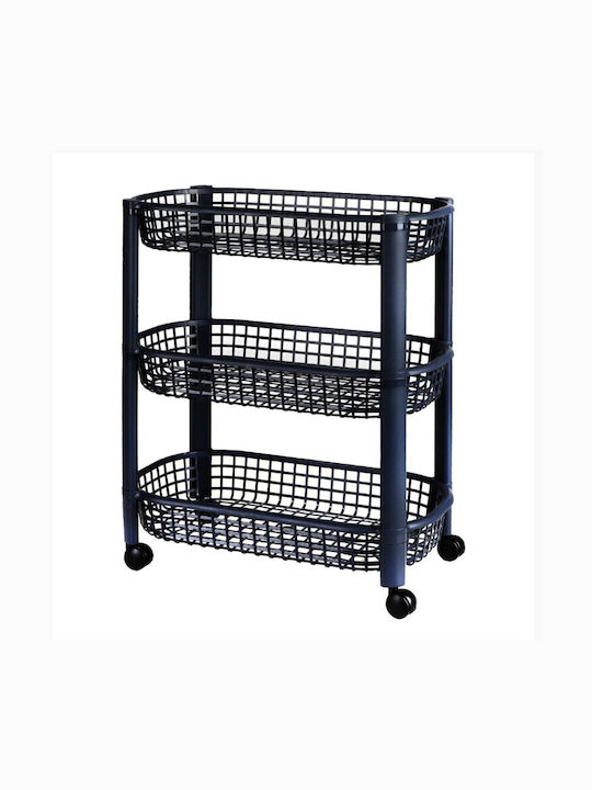 Kitchen Rack Plastic 3 Tiers Blue 46.5x26x59cm