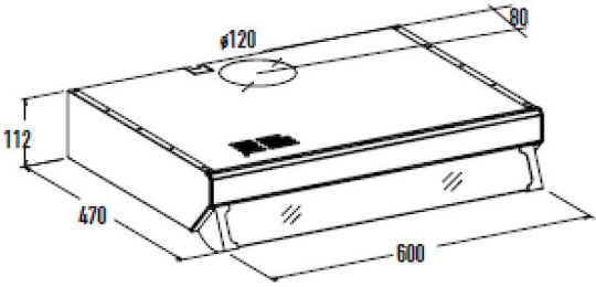 Cata F 2260 WH Free-standing Hood 60cm White