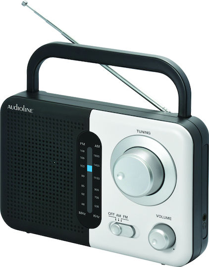 Audioline TR-412 Retro Tabletop Radio Electric / Battery Black
