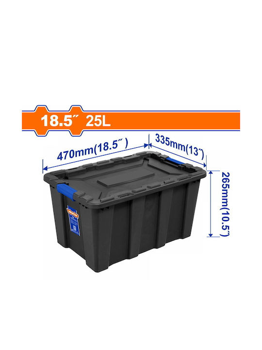 Wadfow Plastic Storage Box with Lid Black 47x33.5x26.5cm 1pcs