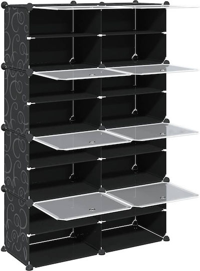vidaXL Пластмаса Кутия за съхранение с капак Черен 84x31.5x123.5см 8бр