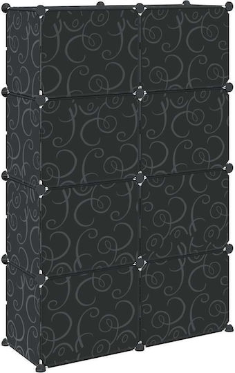 vidaXL Пластмаса Кутия за съхранение с капак Черен 84x31.5x123.5см 8бр