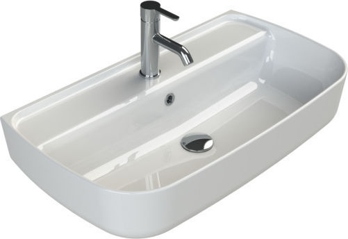 Cerastyle Aqua Montat pe perete Deasupra Blatului Chiuvetă Porțelan 75x42x15.7cm Alb