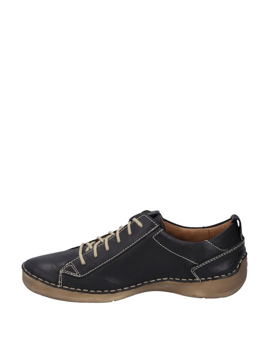 Δερμάτινα Γυναικεία Oxfords σε Μαύρο Χρώμα