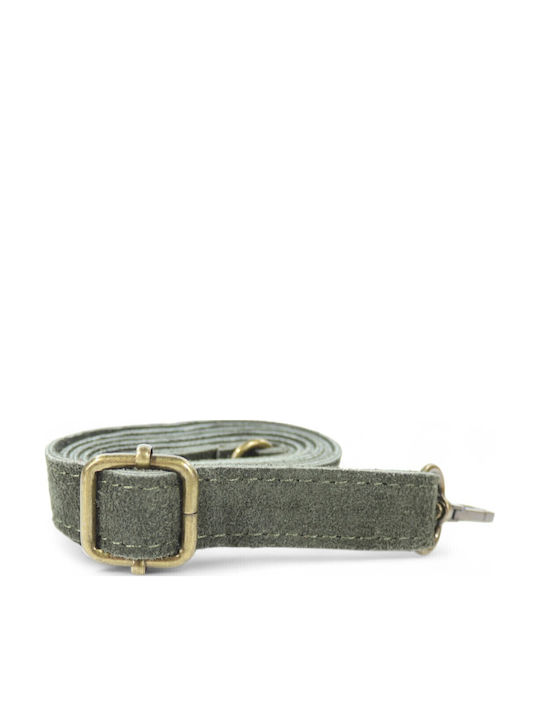 Damen-Schultertasche aus Leder und Wildleder mit Fransen in Olivgrün