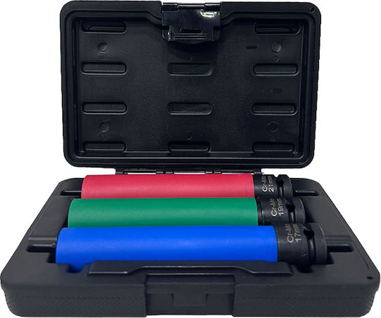 SKS Tools Καρυδάκια Αέρος Εξάγωνα Μακριά με Καρέ Υποδοχής 1/2" Σετ 3τμχ