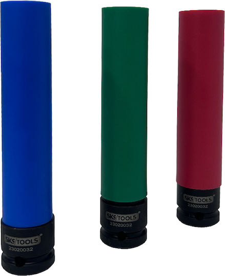 SKS Tools Καρυδάκια Αέρος Εξάγωνα Μακριά με Καρέ Υποδοχής 1/2" Σετ 3τμχ