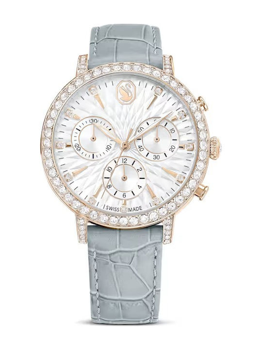 Swarovski Matrix Γυναικείο Ρολόι 36mm Χρονογράφος Μπαταρίας με Γκρι Δερμάτινο Λουράκι