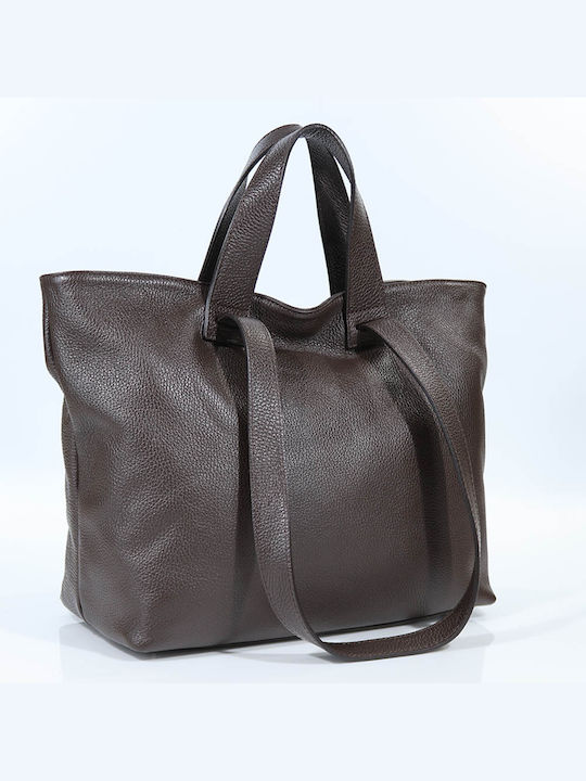 Leder Damentasche Shopper Schultertasche Braun