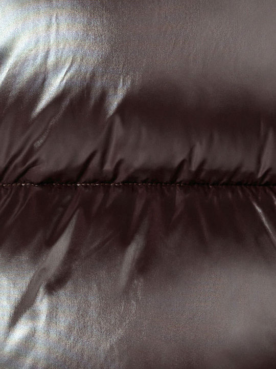 Κοντό Γυναικείο Μπουφάν για Χειμώνα Brown Black