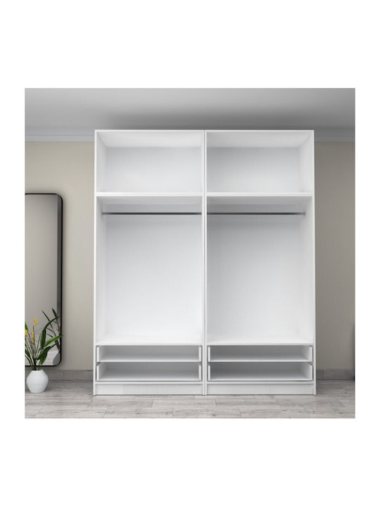 Four Door Wardrobe Victoria with Loft White 200x60x240cm