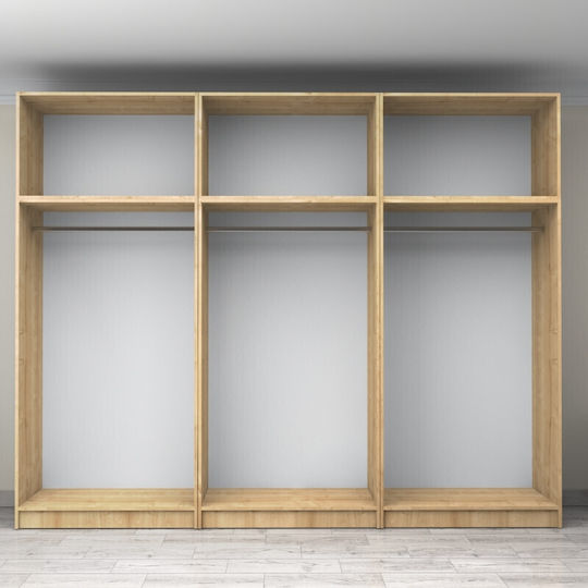Six Door Wardrobe Victoria with Loft Natural Beech 300x60x240cm