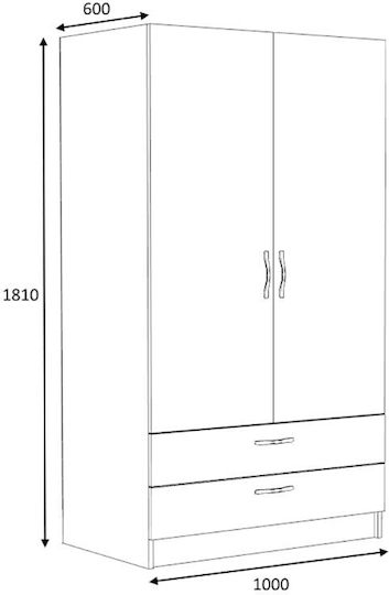 Doppeltür Kleiderschrank Victoria Walnut 100x60x181cm