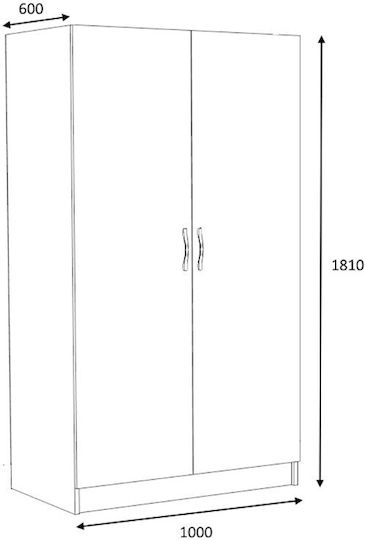Ușă dublă Dulap de Haine Victoria Natural Beech 100x60x181cm