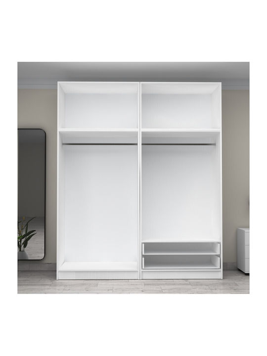 Patru uși Dulap de Haine Victoria cu Spațiu de Depozitare Alb 200x60x240cm
