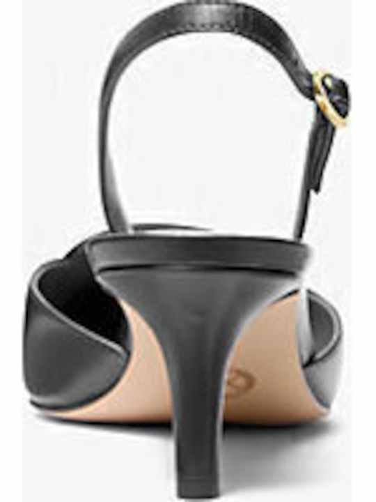 Leather Black Heels with Strap Lena Leather Slingback