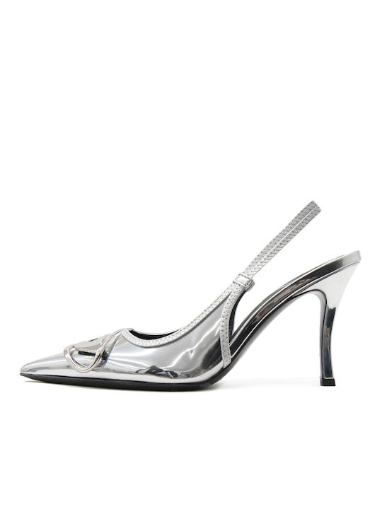 Diesel Silver High Heels with Strap