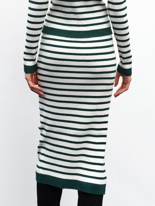 Hoch tailliert Midi Rock Green