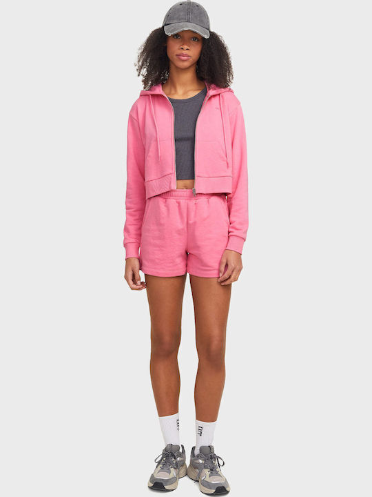 Women's Sweatshirt Jacket Hooded Pink