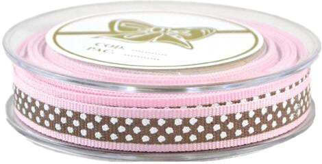 Zweifarbiges Polka-Dot-Grosgrainband 13mm 9m T499285 Altrosa