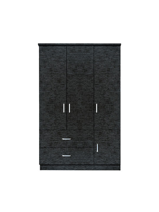 Dreifachtür Kleiderschrank Tuberosa Black Velvet-Black Metal 120x50x180cm