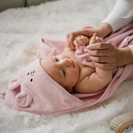 Babyono Baby Hooded Bath Towel Pink 100x100cm