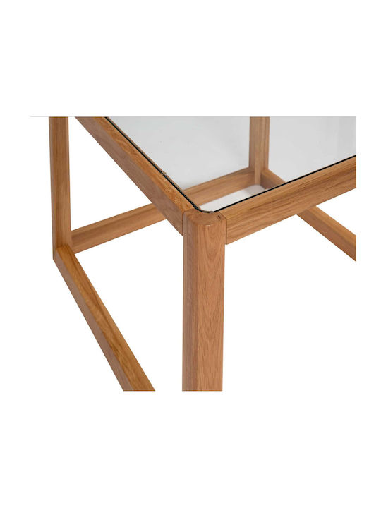Rechteckiger Beistelltisch Aus Glas Und Eiche M60xL60xH60cm Andrea House
