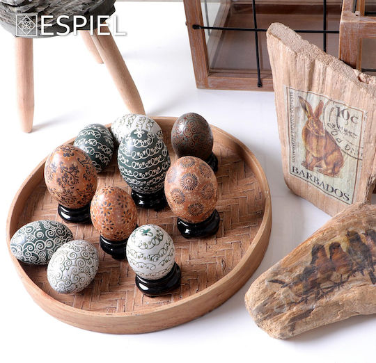 Espiel Easter Porcelain Beige Egg 8x5.3x5.3cm Set 4 Pieces