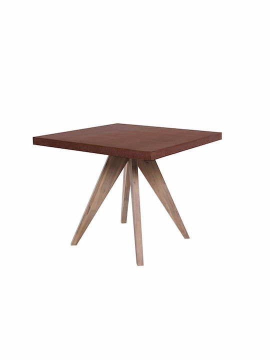 Pompei Square Table from Solid Wood Rust Red 90x90x90cm