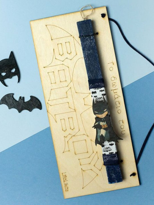 Lumanare De Paste Batman Pătrată Batboy Albastră (Opțiune Nume / Text)