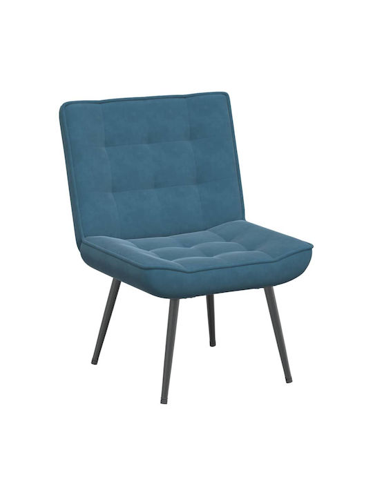 Sessel mit Fußhocker Samt Blue 64x74x84cm