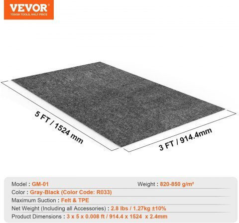 Wasserdichte Garagenmatte Vevor 914x1524 mm Bodenschutz Ckdt3x5hhs008sllov0