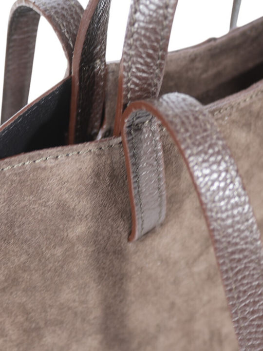 Damentasche Schulter Leder Wildleder Braun