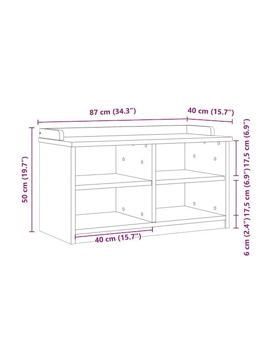 Sandens Mobilier de Intrare cu Dulap pentru Pantofi & Bancă Alb 87x40x50cm